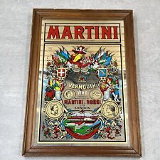 Vintage Martini Vermouth Vino Martini & Rossi Mirror 13x9 Wood Frame England picture