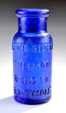 Vintage - Antique Cobalt Blue BROMO-SELTZER Emerson Drug Co. Miniature Bottle picture