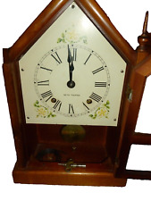 Seth Thomas Vintage 8 Day Sharon Time Strike Steeple Mantel Shelf Clock Antique picture