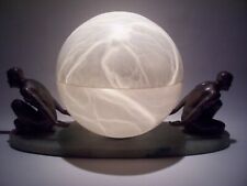 CLAISSIC ART DECO ALABASTER MALE NUDE LAMP NATURAL VEINING NEW CLOTH CORD 15