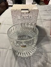 The Facets By Miller Import 24% Polish Crystal Clear Round Polonia Bowl Vase picture