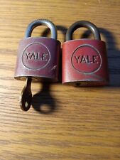 2 Antique 1940s Yale PadLocks one with Key one with no key, Stamped 8f001, Gf27g picture