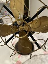 Antique Westinghouse 12” Electric Fan TANK  60677 Brass Blade/Cage WORKS picture