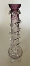 Stevens & Williams ART GLASS FOOTED VASE Amethyst and Clear 10.5”H picture