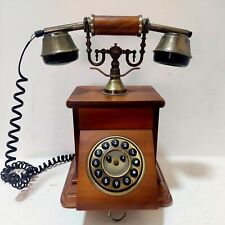 Vintage Desk Push Button Country Squire Landline Telephone Wood & Metal Untested picture
