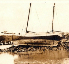 Vintage RPPC Guam Typhoon Boat Run Aground July 6  1918 picture