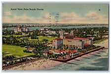 1941 Aerial View Of Palm Beach Florida FL, Hotel Resort Scene Vintage Postcard picture