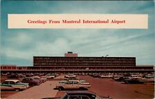 Aviation Montreal International Airport  Retro 1950s Classic Cars Postcard T15 picture