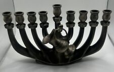 Menorah With Miniature Oil Jug Heavy - Pewter?? *Please See Photos* picture