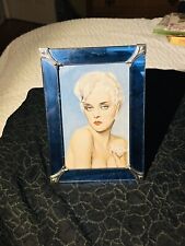 Antique Art Deco Cobalt Blue Mirror  Picture Photo Frame picture