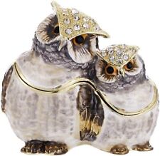 Bejeweled Enameled Animal Trinket Box/Figurine With Rhinestones-Couple Owls picture