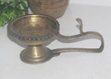 1800's Antique Hand Crafted Engraved Brass Worship Oil Light /Diya Stand 7624 picture