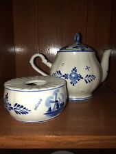 Delft Deco Blue Hand-painted in Holland Tea Kettle with Stack Warmer porcelain picture