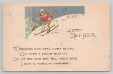 Vtg Post Card Happy New Year Greetings Poem C455 picture