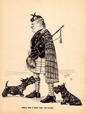 Scottish Terrier & Bagpiper Print Bagpipes 1940s Art by Zito 5263j picture