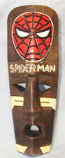 Vtg RARE Unique Wood Spiderman Totem Hand Carved 13