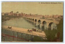 Milling District Bridge Horse Wagon Minneapolis MN Advertising Soo Line Postcard picture