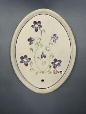 Vintage Gabriel Sweden Purple Flowers Art Pottery Wall Plaque Oval Ceramic VGUC picture