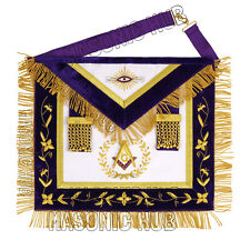 MASONIC GRAND LODGE MASTER MASON 100% LAMBSKIN APRON Hand Made - Purple Velvet picture