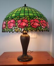 HUGE Handel Unique Leaded Slag Stained Glass Floral Lamp - Duffner Tiffany Era picture