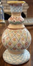 Vintage MACKENZIE-CHILDS Vase Heather Pattern Hand-Painted Pottery 7.5” picture