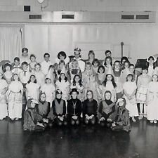 Vintage B&W Press Group Photograph School Play Theater King Princess Birds picture