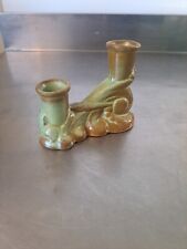 Vintage Frankoma Candle Holder Pottery Glazed Prairie Green Double #304 picture