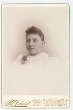 Antique Circa 1880s Cabinet Card Beautiful Woman in White Dress South Bend, IN picture