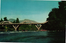 Caveman's Bridge Crossing Rogue River at Grant's Pass Oregon Fishing Postcard picture