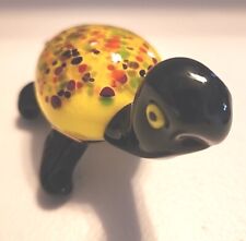Glass Art Yellow/Black/multi-color Turtle Paperweight picture