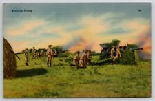 Artillary Firing Military WWII Postcard K21 picture