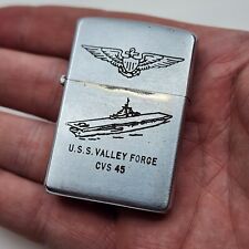 Vintage Zippo Lighter 1950S Brushed Metal, Patent 2517191 USS valley forge NAVY picture