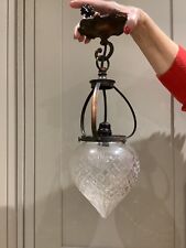 Fine Original Antique Cut Glass Hanging Acorn Hall Lamp picture