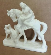 Soapstone Princess Figurine sculpture vintage Sleeping Beauty Prince Horse Dogs picture