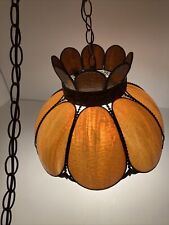 Antique 8 Panel Swag Stained Slag Glass Hanging Lamp Shade Art Deco picture