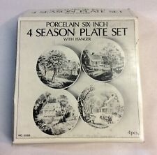 Vintage Porcelain Six Inch 4 Season Plate Set With Hanger #5588 Made In Japan picture