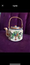 Antique, Porcelain, Japanese Majolica, Teapot, with Bamboo, wicker Handle picture