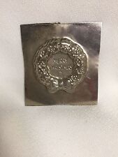 1960's Christmas Tiny Wreath Single Chocolate Candy/Butter Pat Mold~Tin  picture