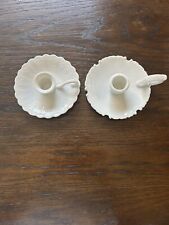 Vtg Porcelain Candlestick Holders Chamberstick Lot Of 2 Unique White Japan picture