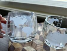 TWO Vintage Nestle Nescafe World Globe Coffee Mugs Cups Frosted Map 1970's picture