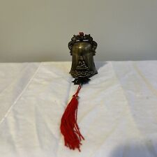 Vintage Buddhist Tibet Temple Brass-Bronze Dragon Bell With Red Tassels picture