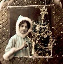 1910s RPPC Happy New Year Girl Christmas Tree Pine Cone Dutch Gelukkig Nieuwjaar picture
