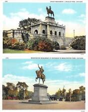 CHICAGO, IL Illinois  WASHINGTON & GRANT MONUMENTS  **TWO**  c1920's Postcards picture