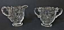 Vintage Fostoria Baroque Chintz Etched Crystal Glass Sugar and Creamer Set picture