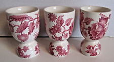 3 Johnson Brothers English Chippendale Double Egg Cup Red Pink Rose Chintz picture