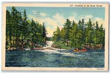 1938 View Of Canoeing In The North Woods Brainerd Minnesota MN Vintage Postcard picture