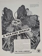 1942 Texaco Texas Company Fortune WW2 Print Ad Q2 Wizard Cyclone Engine Mechanic picture