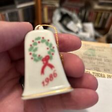 1986 Vintage Lillian Vernon Miniature Porcelain Bell Christmas Ornament Read AD picture