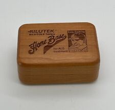 RARE Vintage LOU GEHRIG ALS Rilutek Drug Rep Promo Wood Pill Box **YANKEES** picture