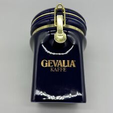 Gevalia Kaffe Coffee Canister Jar Blue & Gold Ceramic Air Tight Sealed 7.5